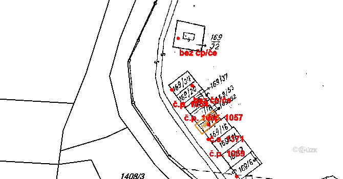 Dobšice 1054 na parcele st. 169/34 v KÚ Dobšice u Znojma, Katastrální mapa