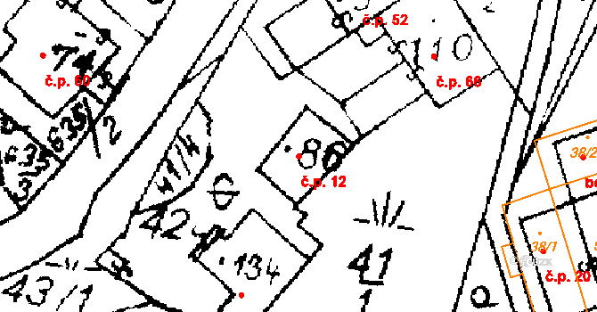 Hejnice 12 na parcele st. 86 v KÚ Hejnice u Žamberka, Katastrální mapa