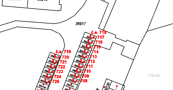 Tušimice 716, Kadaň na parcele st. 365/133 v KÚ Tušimice, Katastrální mapa