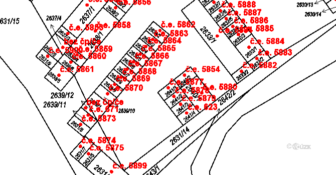 Kadaň 5877 na parcele st. 2641/1 v KÚ Kadaň, Katastrální mapa