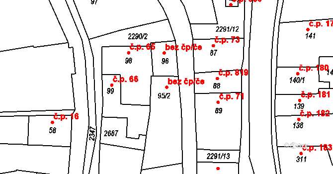 Rožmitál pod Třemšínem 38661683 na parcele st. 95/2 v KÚ Rožmitál pod Třemšínem, Katastrální mapa