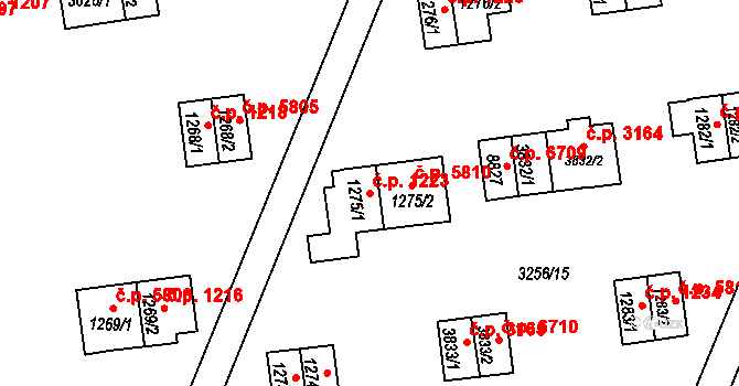 Zlín 1223 na parcele st. 1275/1 v KÚ Zlín, Katastrální mapa