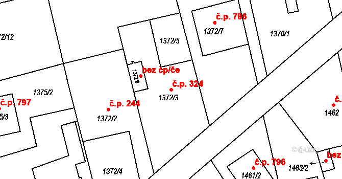 Kylešovice 324, Opava na parcele st. 1372/3 v KÚ Kylešovice, Katastrální mapa