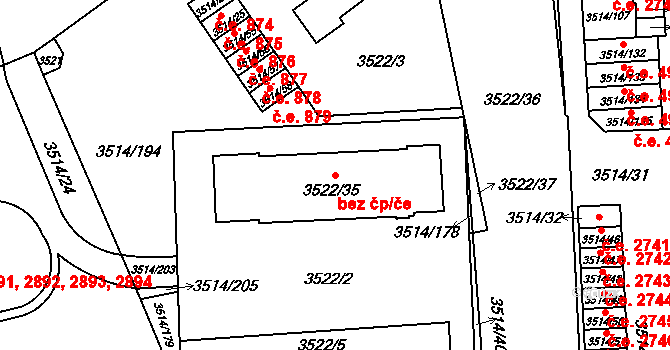 Jihlava 5933 na parcele st. 3522/35 v KÚ Jihlava, Katastrální mapa