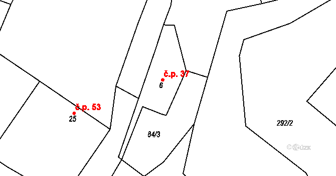 Srlín 37, Bernartice na parcele st. 6 v KÚ Srlín, Katastrální mapa