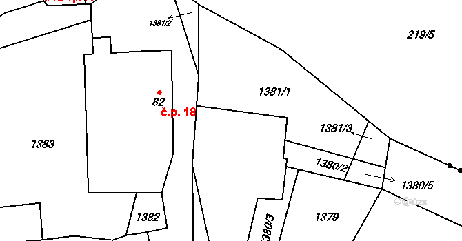 Nuzbely 3, Radenín na parcele st. 79 v KÚ Hroby, Katastrální mapa