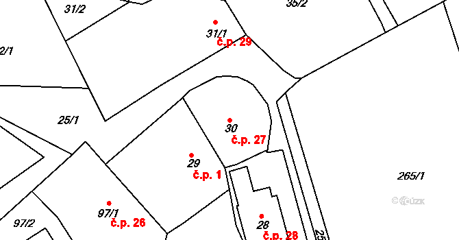 Provodov 27, Provodov-Šonov na parcele st. 30 v KÚ Provodov, Katastrální mapa