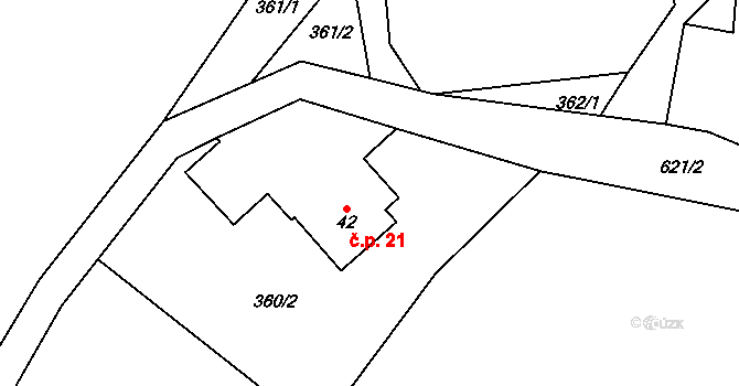 Dolní Prosíčka 21, Prosíčka na parcele st. 42 v KÚ Prosíčka, Katastrální mapa
