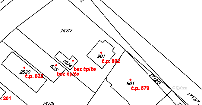 Přibyslav 582 na parcele st. 901 v KÚ Přibyslav, Katastrální mapa