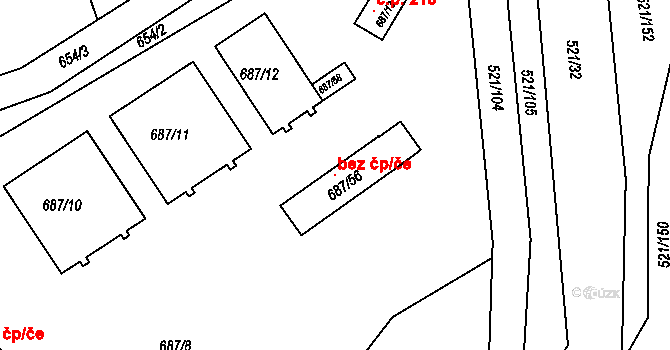 Žabeň 102357684 na parcele st. 687/56 v KÚ Žabeň, Katastrální mapa