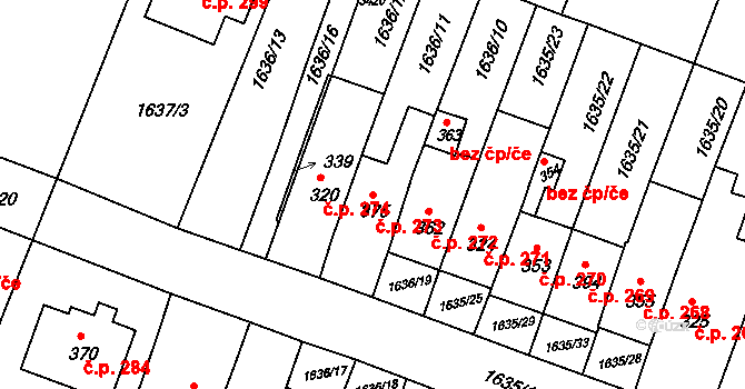 Hluboké Mašůvky 273 na parcele st. 375 v KÚ Hluboké Mašůvky, Katastrální mapa