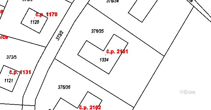 Ládví 2161, Kamenice na parcele st. 1334 v KÚ Ládví, Katastrální mapa
