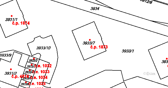 Jihlava 1873 na parcele st. 3933/7 v KÚ Jihlava, Katastrální mapa