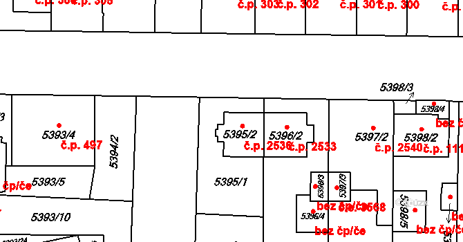 Jihlava 2536 na parcele st. 5395/2 v KÚ Jihlava, Katastrální mapa