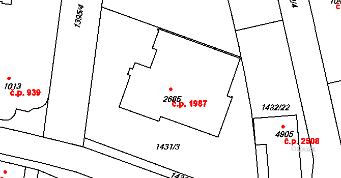 Nymburk 1987 na parcele st. 2685 v KÚ Nymburk, Katastrální mapa