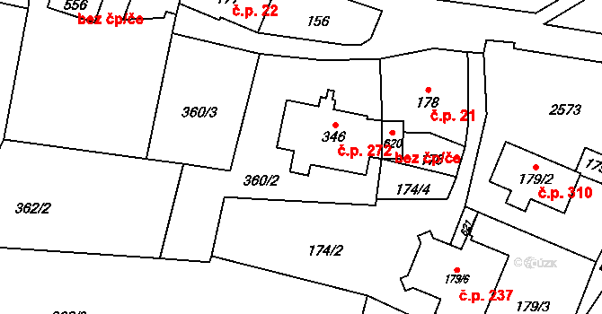 Verneřice 272 na parcele st. 346 v KÚ Verneřice, Katastrální mapa