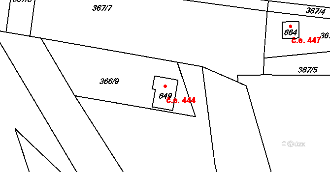 Vrané nad Vltavou 444 na parcele st. 649 v KÚ Vrané nad Vltavou, Katastrální mapa