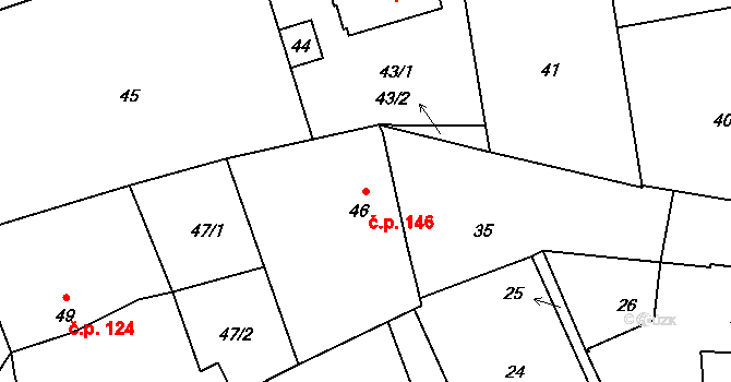 Větrný Jeníkov 146 na parcele st. 46 v KÚ Větrný Jeníkov, Katastrální mapa