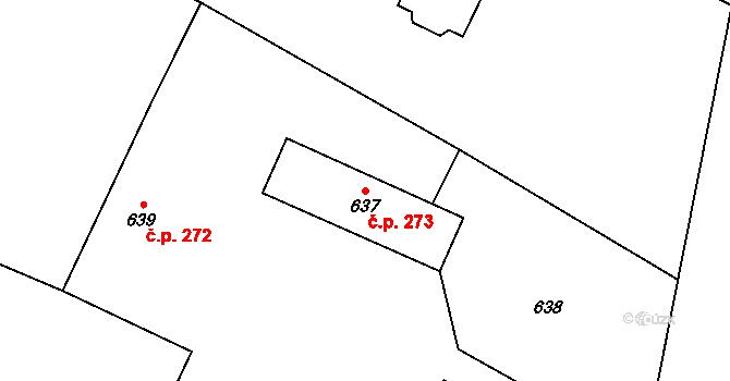 Fryčovice 273 na parcele st. 637 v KÚ Fryčovice, Katastrální mapa