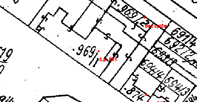 Lanžhot 881 na parcele st. 969/1 v KÚ Lanžhot, Katastrální mapa