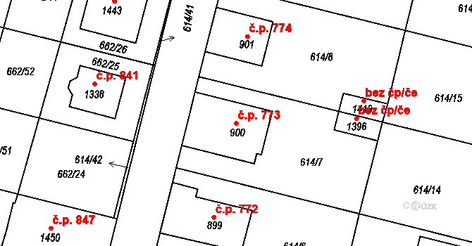 Libochovice 773 na parcele st. 900 v KÚ Libochovice, Katastrální mapa