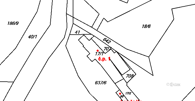 Rakov 1, Markvartice na parcele st. 17/1 v KÚ Rakov u Markvartic, Katastrální mapa