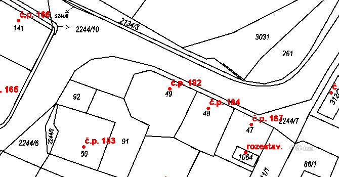 Sobotka 182 na parcele st. 49 v KÚ Sobotka, Katastrální mapa