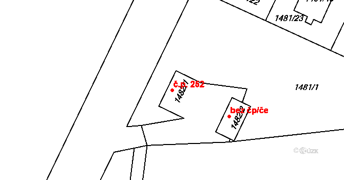 Bechyně 252 na parcele st. 1482/1 v KÚ Bechyně, Katastrální mapa