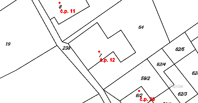 Javorníček 12, Libecina na parcele st. 7 v KÚ Javorníček, Katastrální mapa