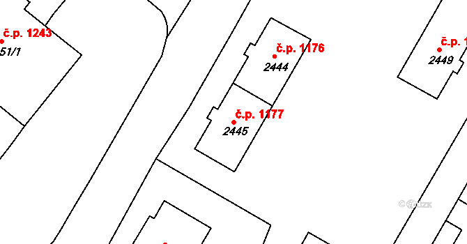 Duchcov 1177 na parcele st. 2445 v KÚ Duchcov, Katastrální mapa