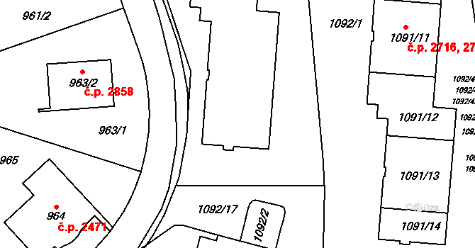 Smíchov 2746,2747,2748,2749,, Praha na parcele st. 1091/6 v KÚ Smíchov, Katastrální mapa
