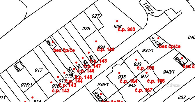Prosek 149, Praha na parcele st. 924 v KÚ Prosek, Katastrální mapa