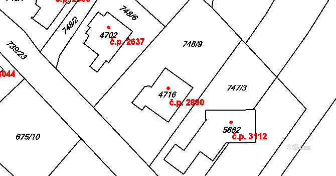Dvůr Králové nad Labem 2890 na parcele st. 4716 v KÚ Dvůr Králové nad Labem, Katastrální mapa