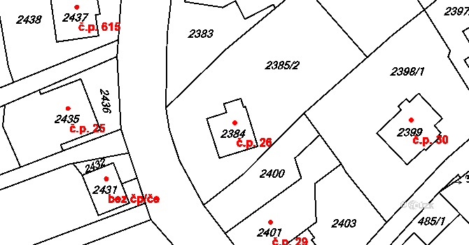 Ludgeřovice 26 na parcele st. 2384 v KÚ Ludgeřovice, Katastrální mapa