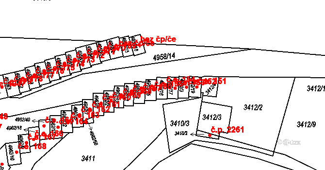 Znojmo 154 na parcele st. 4962/16 v KÚ Znojmo-město, Katastrální mapa