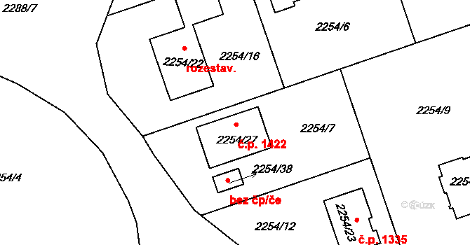Kylešovice 1422, Opava na parcele st. 2254/27 v KÚ Kylešovice, Katastrální mapa