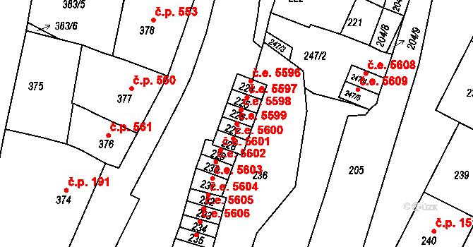 Kadaň 5599 na parcele st. 227 v KÚ Kadaň, Katastrální mapa