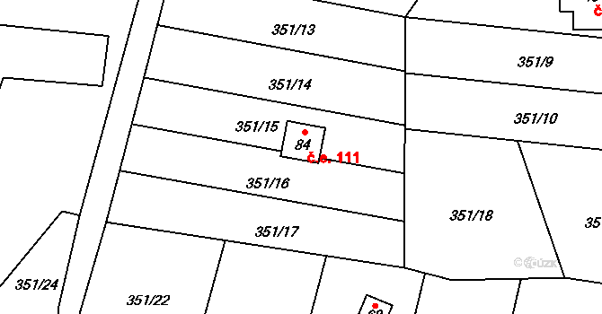 Podolí 111, Letovice na parcele st. 84 v KÚ Podolí u Míchova, Katastrální mapa