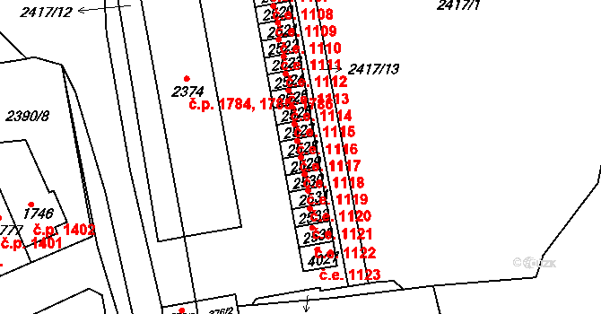 Rakovník II 1118, Rakovník na parcele st. 2529 v KÚ Rakovník, Katastrální mapa