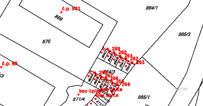 Předměstí 263, Litoměřice na parcele st. 864/8 v KÚ Litoměřice, Katastrální mapa