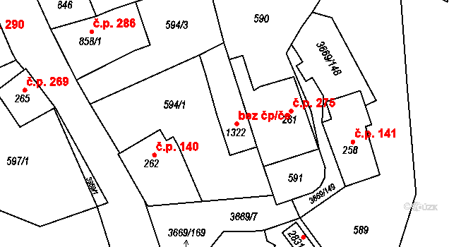 Lanškroun 39410684 na parcele st. 1322 v KÚ Lanškroun, Katastrální mapa