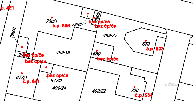 Libochovice 41295684 na parcele st. 680 v KÚ Libochovice, Katastrální mapa