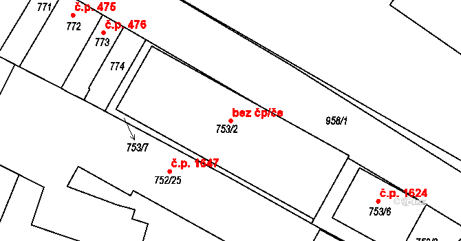 Brno 41631684 na parcele st. 753/2 v KÚ Husovice, Katastrální mapa