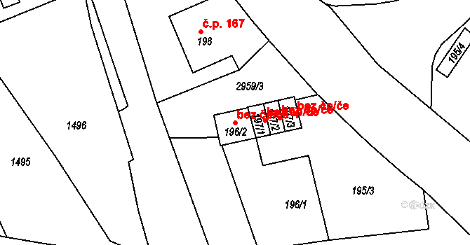 Rychnov nad Kněžnou 44304684 na parcele st. 196/2 v KÚ Rychnov nad Kněžnou, Katastrální mapa