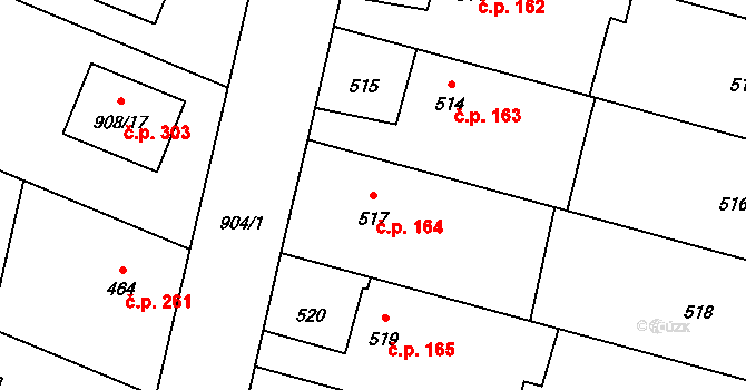 Malé Hoštice 164, Opava na parcele st. 517 v KÚ Malé Hoštice, Katastrální mapa