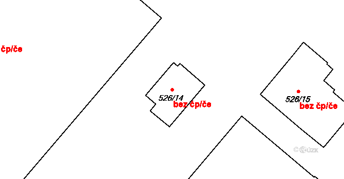 Zápy 46092684 na parcele st. 526/14 v KÚ Zápy, Katastrální mapa