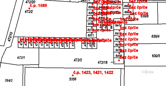 Pardubice 46769684 na parcele st. 472/15 v KÚ Pardubice, Katastrální mapa