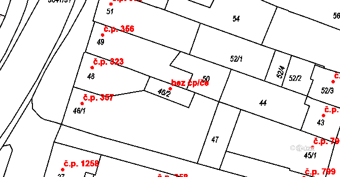 Kunovice 47261684 na parcele st. 46/2 v KÚ Kunovice u Uherského Hradiště, Katastrální mapa
