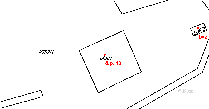 Vyškovec 10 na parcele st. 508/1 v KÚ Vyškovec, Katastrální mapa