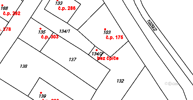 Teplice 48702684 na parcele st. 134/2 v KÚ Sobědruhy, Katastrální mapa